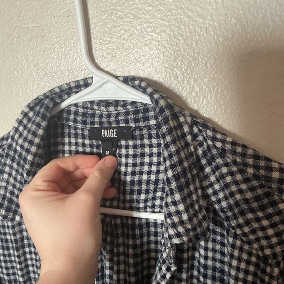 PAIGE Black and White Gingham Button Down Shirt Women’s Medium cabincore - Picture 4 of 6